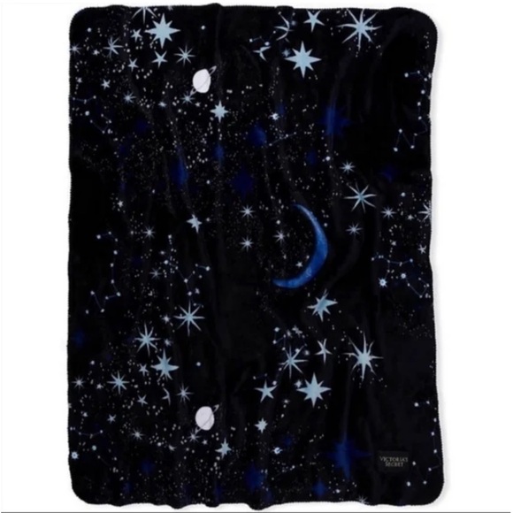 Victoria's Secret 2021 Holiday Sherpa Moon & Starry Night Blanket 50x60 - Picture 2 of 3